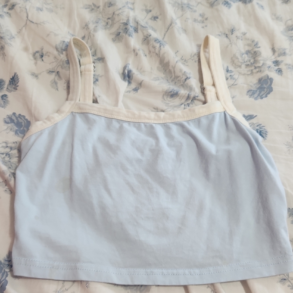 Light Blue and Cream Crop Top